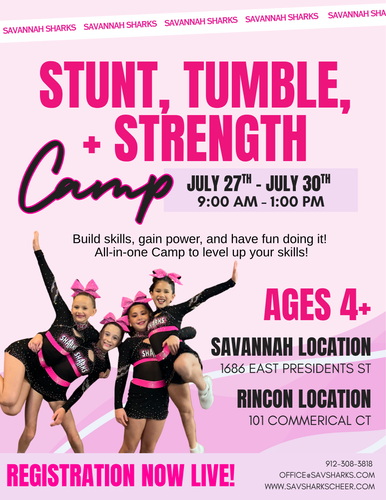 Savannah Sharks Stunt, Tumble, & Strength Camp (ages 4 and up)