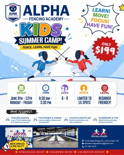 Alpha Fencing Kids Summer Camp (ages 6 to 9)